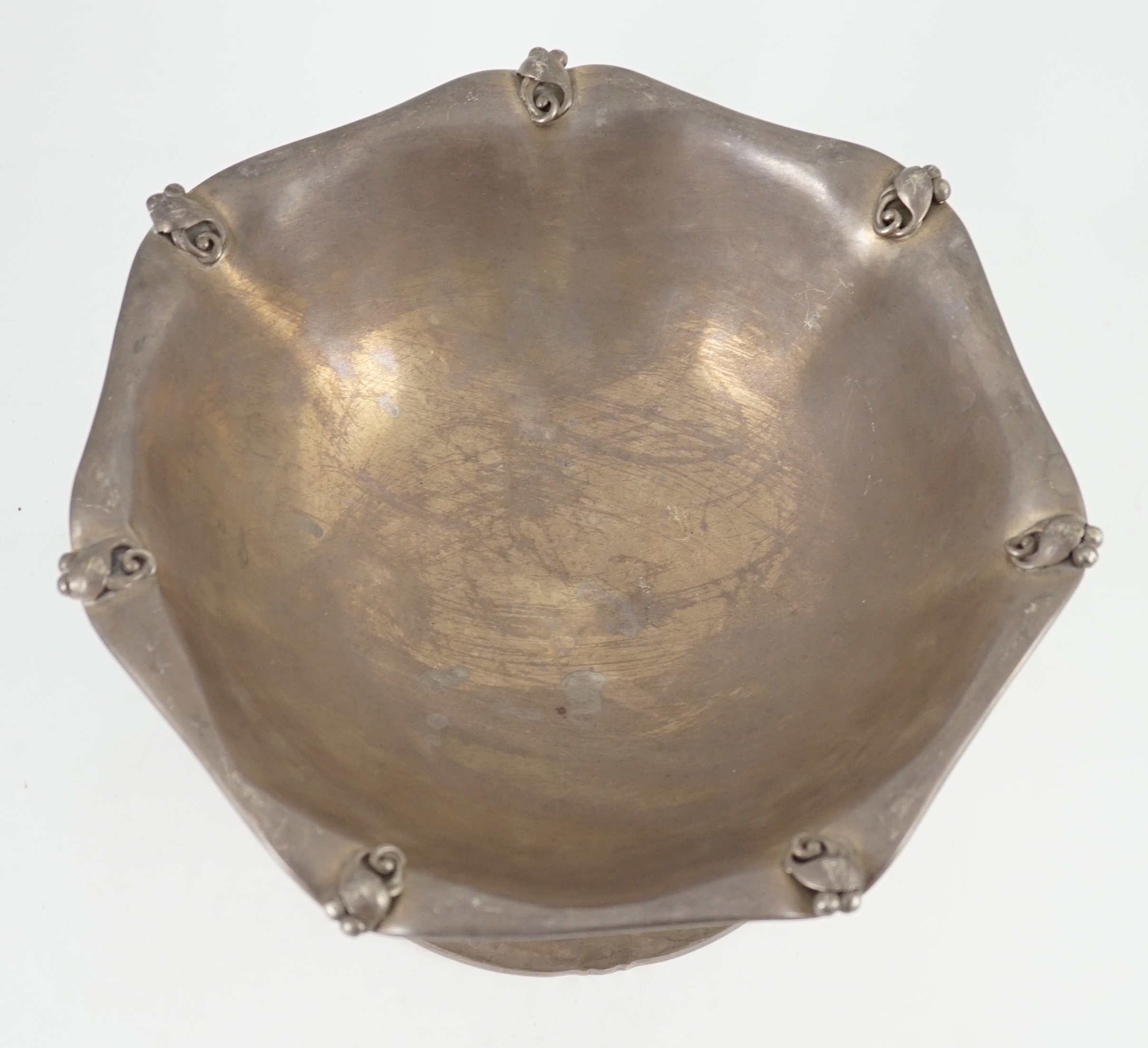 A stylish 1920's Danish silver pedestal bowl, assayers mark for Christian F. Heise (1904-1932)